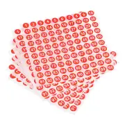 Number Stickers, 1-100 Round Number Labels Sticker White on Red, 20 Sheets