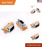 2 Pack DB9 Null Modem Adapters - Slimline Design for Efficient Data Transfers