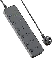 JOZUTTOW Power Board Individual Switches, 1.8M Extension Cord Power Strip with 5 AC Outlets, 2 USB A and 4 USB C PD30W Super Fast Charging, Wall Mount Surge Protector for Home Office Dorm(Black, 1.8M)
