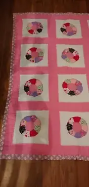 Handmade Baby Quilt or Lap Quilt HELLO KITTY & Strawberry Shortcake PINK
