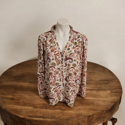 Loft Peasant Style Blouse Size XL Multicolor Paisley NWT