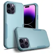 For Apple iPhone 14 Pro Max 3in1 Case Drop Resistant Defender Tradies Hybrid Armor Heavy Duty Rugged Shockproof Tough Cover (Sky Blue Blue)