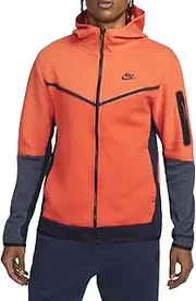 [Nike] Men's Tech Fleece Hoodie (Large, Orange/Team Orange/Black)