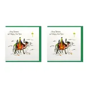 2x Boyle Handmade Paper 15x15cm Greeting Card/Envelope Christmas/Happy New Year
