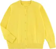 [GLEAMING GRAIN] Little Kid Girls Cardigan Sweaters School Uniforms Cotton Crew Neck Knit Sweater Toddler 4Years -14 Years