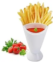 French Fries Holder - French Fry Cups | French Fry and Sauce Holder | 2 in 1 Fry Sauce Holder | Hot French Fries Container Portable Finger Food Cones Divided for Family Hotel Cafe Dessert Shop