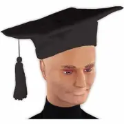 ADULT BLACK GRADUATION CAP Professor Clown Hat Costume Mortar Flat Board School