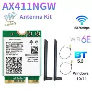 For AX411 WiFi Card+8DB Antenna WiFi 6E CNVio2 BT 5.3 Tri-Band 5374Mbps434ฅ✧