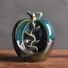 Apple Shape Ceramic Backflow Waterfall Incense Burner Censer Fengshui Décor