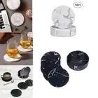 6x Coasters Marble Texture Round Cup Mat for Drinks Holder Pad Set