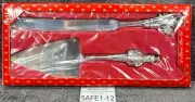 Wallace Silversmiths Vintage 2 Pc Pie Cake Server Set Christmas Santa & Snowman