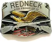 [CL&J BB] Redneck Belt Buckle Country Hunting Western Cowboy Cowgirl Native American Motorcyclist (RDNK1), Metallic