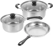 ULTECHNOVO 1Set Stainless Steel Cookware Stockpot Frying Pan and Saucepan Daily Use Kitchen Essential Easy to Clean Scratch Resistant for Home Cooking