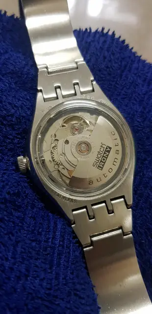 ＜大錶徑＞Swatch 機械錶 38mm 帥氣 SWISS ETA 瑞士錶 不銹鋼 手圍18cm A4