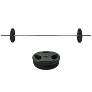 23kg Rubber Coated Ez Grip Cast Iron Weight Plate + 198cm Barbell Bar Weight Set
