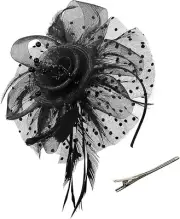 Women'S Headdress, Mesh Feather Headdress Hat, Headband Hairpin Net Veil Head...