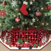 Christmas Tree Collar for Artificial Trees, Buffalo Plaid Rustic Country Red ...