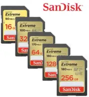 SANDISK EXTREME SDHC SDXC SD C10 4K 16GB 32GB 64GB 128GB 256GB Card 180MB/s LOT