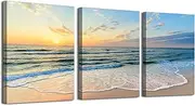 [daktenn] 3 Piece Canvas Wall Art for Living Room Wall Decorations for Bedroom Office Wall decor Beach Landscape painting Stretched and Framed Ready to Hang pictures Home Decor