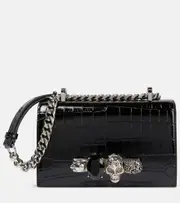 [McQueen] McQueen Jewelled Satchel Small leather crossbody bag One Size black
