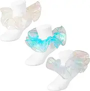 [WBZOTSS] Toddler Girls Ruffle Socks Baby Girl Double Lace Frilly Turn Cuff Socks, Toddler Dress Socks Kids Ankle Tutu Socks