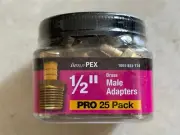 Apollo 1/2" Brass PEX-B Barb x Male Pipe Thread Adapter Pro Pack (25-Pack), NEW