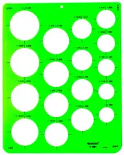 Westcott Large Circles Template 1" to 2" with Center Lines Transparent Plastic