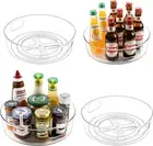 Lazy Susan Organizer for Cabinet 4Pack Clear Turntable with Handle Spice Storage