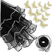 jojofuny 1 Set Flower Bouquet Wrapping Kit with Floral Mesh Paper Ribbons and Butterfly Decorations for Birthdays Weddings and Celebrations Florist Supplies