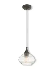 Livex Art Glass 1-Light English Bronze Mini Pendant