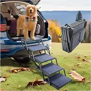 Dog Ramp for Large Dogs 5 Step Folding Pet Stairs for Car Truck and SUV Dog Stairs with Non-Slip Rug Surface Supports Up to 250 lbs (5 Steps)