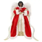 Black Angel Christmas Tree Topper, 12" African American Lighted Angel Tree To...