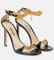 [Tom Ford] Tom Ford Zenith 105 chain-detail leather sandals AU 10 black