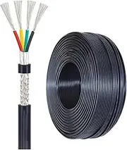 18~26 Gauge 4 Conductor Shielded Wire 30FT-200FT Electrical Wire 18AWG~26AWG Tinned Copper Core PVC Cable，UL Certified Low Voltage Cable for Outdoor Lighting，Household Appliances(30ft,24AWG-4C)