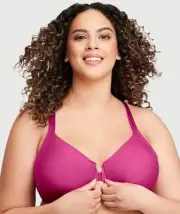 Glamorise Front-Closure Smoothing WonderWire Bra - Berry (Size 12F)