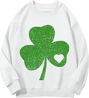 [Generic] Hoodie Boys Stripe Neck Sweatshirts Spring and Autumn St. Day Middle and Large Children's Sweatshirts Retro Personality 2D Printing Children's Casual Sweatshirt Hoodie for Infant (White, 10-11 Years)