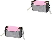 VICASKY 2pcs Pram Bag Storage Stroller Organizer for Diapers Milk Bottles Toys Cup Holder Pockets Waterproof Easy to Clean