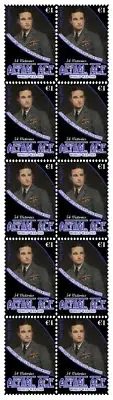 ANDREW BEAUCHAMP PROCTOR FIGHTER PILOT ACE WW 1 STRIP OF 10 MINT VIGNETTE STAMPS
