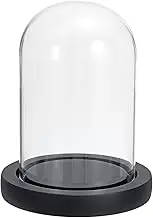 uxcell 4.7"x3.1" Clear Cloche Glass Dome, Glass Bell Jar Display Case Tabletop Centerpiece with Black Wooden Base for Christmas Home Decor