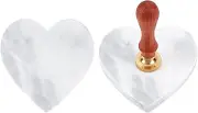CRASPIRE Marble Pattern Coasters Heart-Shape Wax Seal Marble Pad Absorbent Ceramic Coasters Ceramic Stone for Cooling Sealing Wax Stamp Sticks/Beads Tabletop Protection Housewarming Gift (White)