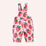 Organic Cotton Quilted Fleece Overalls - Strawberry Jam by Kip&Co | the memo