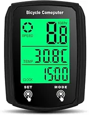 Bike Computer Wired, Bicycle Odometer Wired MPH KM/H Bike Speedometer Waterproof Bike Odometer with Touch Sensor Switch, Big Digital LCD Screen, Automatic Wake-up