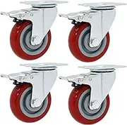 4 Pack Moving Caster Wheels Heavy Duty Double Bearing Swivel Wheels Furniture Wheels with Polyurethane,Swivel Plate Replacement Wheels,for Table Trolley Workbench(Standard+Universal 100mm)