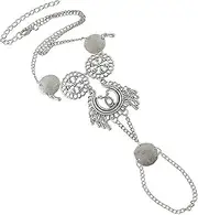 [Tummy Tub] Bracelets,Bracelet Jewellery,Anklet String Charm,Ring Box Wedding Fashion Personality Temperament Retro Exaggerated Hollow Carved Water Drop Tassel Anklet Anklet Silver Bracelet for Men