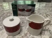 Sakura Hallmark HOLIDAY ABUNDANCE Red Burgundy Creamer & Sugar Bowl New In Box