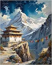 TAOPAOLAB Asian Landscape Paint by Numbers Kit for Adults - DIY Himalayan Temple Cliff View Painting on Canvas 16x20In, Acrylic Paint Set, Suitable for Beginners, Art for Home Decoration or Gifts