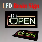LED Resin Window Business Sign Open Coffee Drink Non Neon Display 17" x 9"