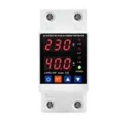 Dual Display 40A 63A 80A 230V Din Rail Adjustable Digital Over Under Voltage Relay Surge Protector Limit Over Current Pr
