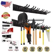 Space-Efficient Tool Storage Rack - Adjustable Wall Hooks, Rust Resistant Finish
