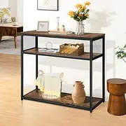 ALFORDSON Industrial Style Console Table Side Table with 3 Tiers Shelves, Vintage Furniture Center End Table with Storage Shelves for Hallway, Living Room, Doorway, 80kg Max, Burntwood Texture, Brown